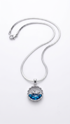 Deep Blue Crystal Ocean Whale Charm Pendant with Snake Chain