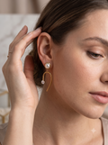 Luna Curved Pearl Drop Earrings