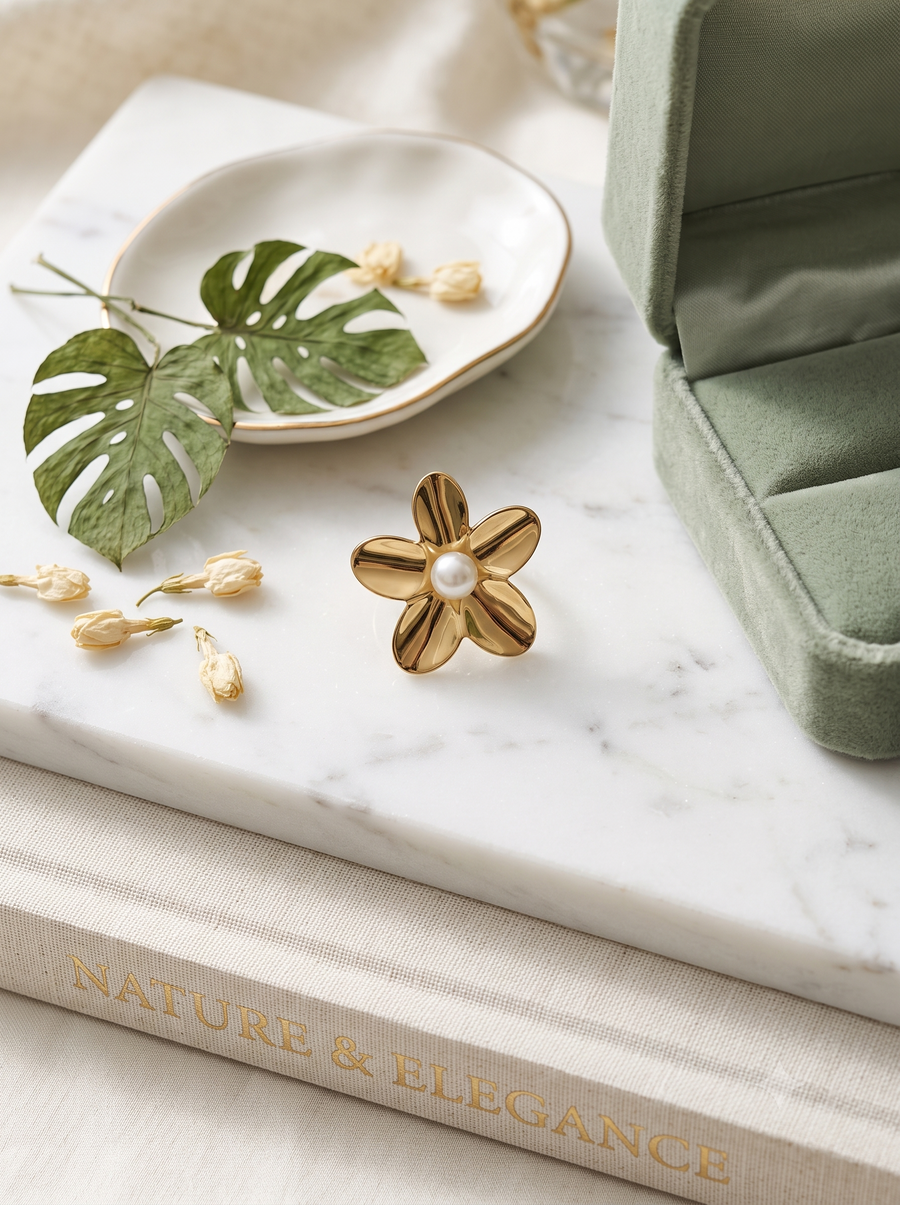 Jasmine Lustre Floral Pearl Ring
