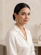 Elegant Gold Filigree Floral Pearl Drop Earrings