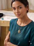 Azure Eye Golden Wheel Necklace