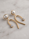 Luna Curved Pearl Drop Earrings