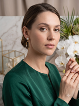 Luna Curved Pearl Drop Earrings