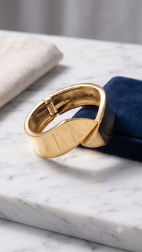 Sculptural Brushed Gold Overlapping Cuff Bracelet