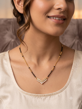 Elegant V-Shaped Pearl Drop Mangalsutra