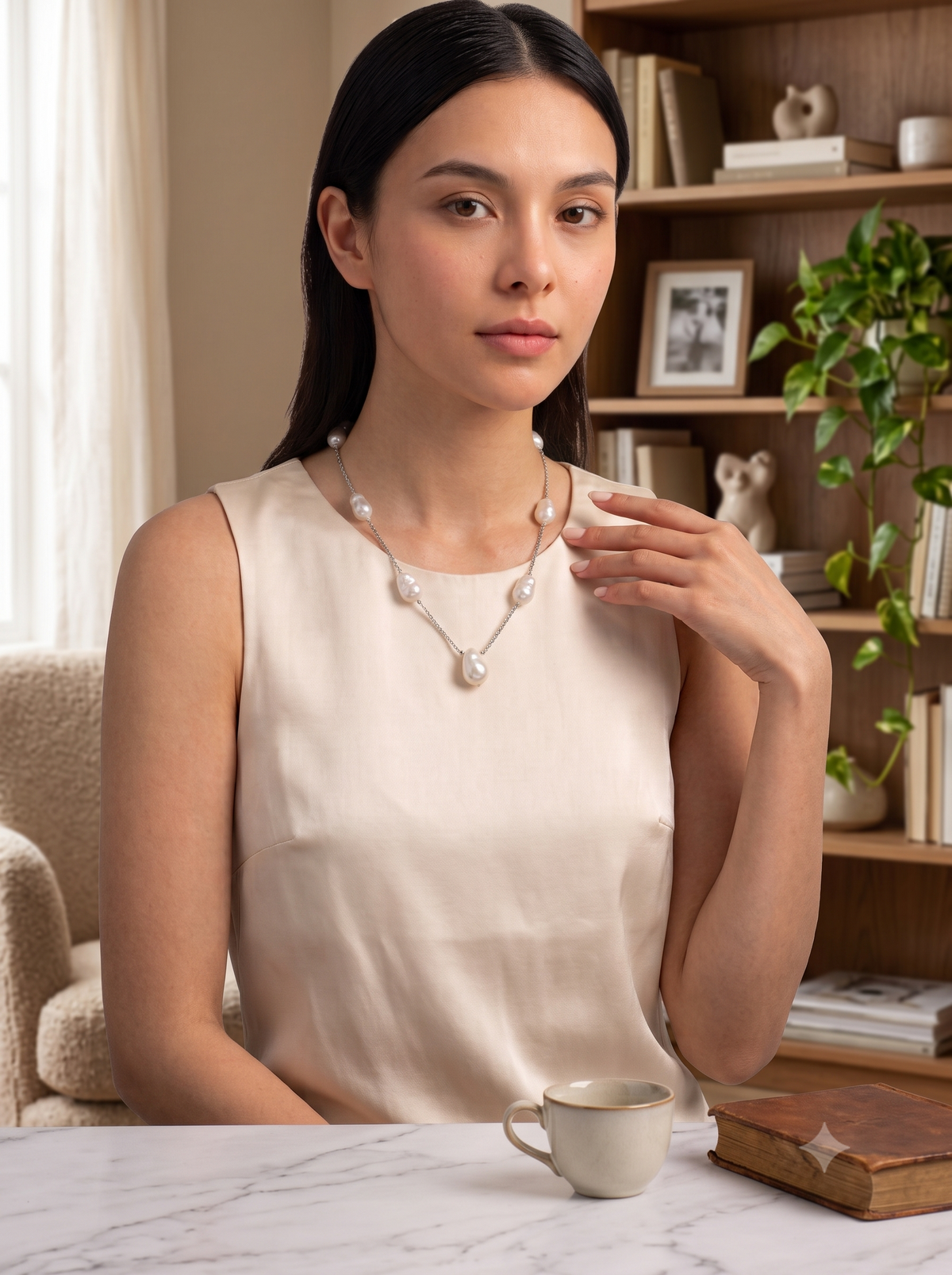 The Ocean Drop Pearl & Silver Chain Necklace