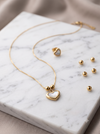 Dainty Gold Heart Charm Necklace with Beaded Accents