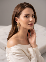 Aurelia Abstract Pearl & Crystal Dangle Earrings