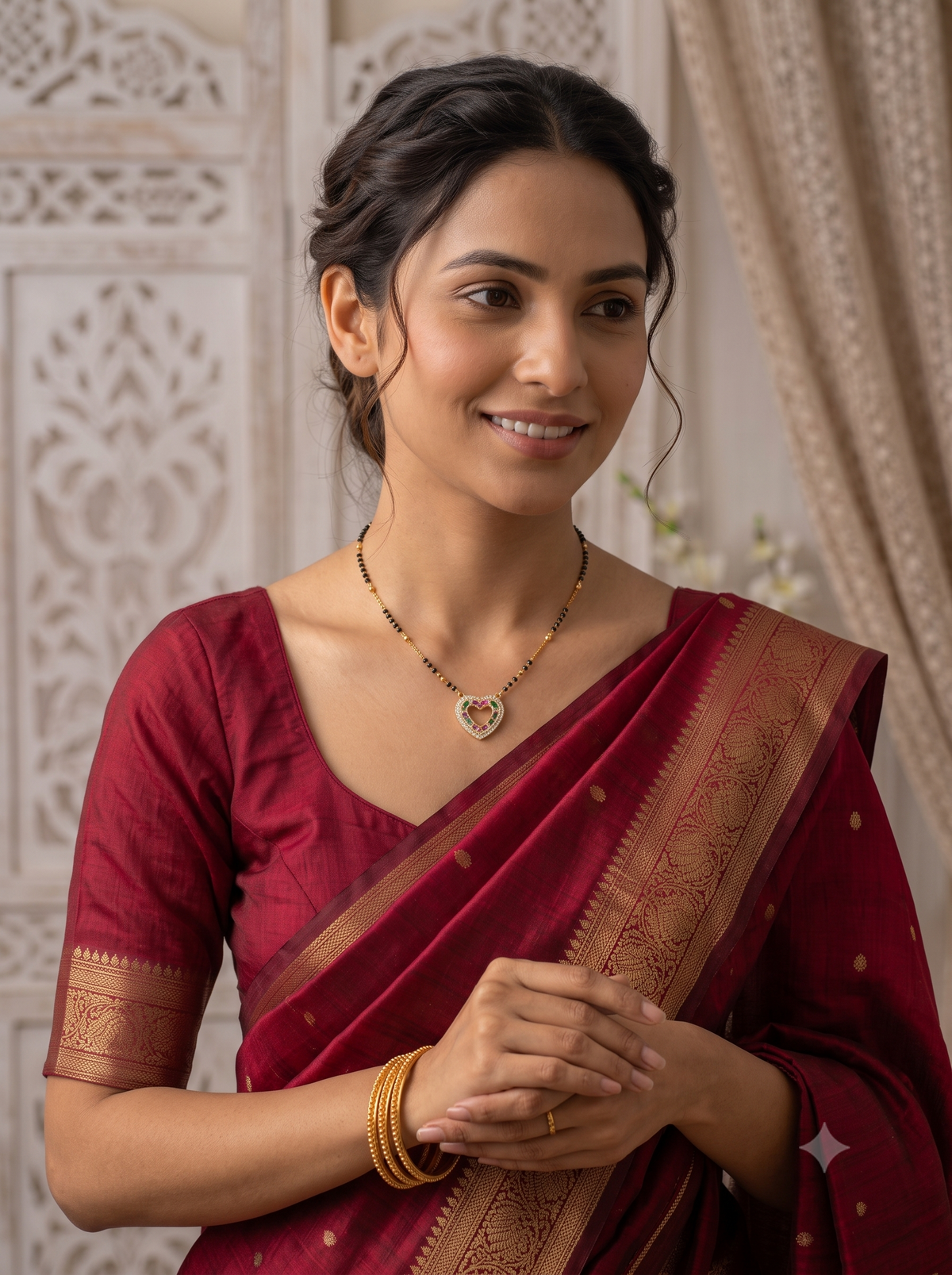Radiant Heart Multi-Stone Gold Plated Mangalsutra