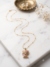 Sparkling Crystal Hello Kitty Pendant Necklace with Pink Heart