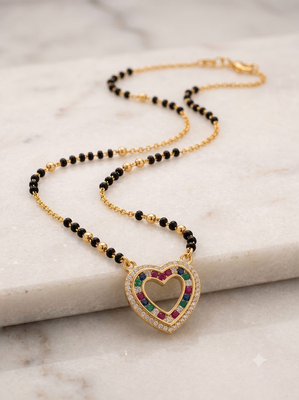 Radiant Heart Multi-Stone Gold Plated Mangalsutra
