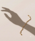 Gold-Plated Delicate Leaf & Cubic Zirconia Chain Bracelet