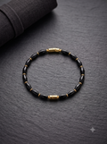 The Midnight Onyx & Gold Barrel Bracelet