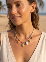 Boho Summer Fruit & Pearl Braided Charm Necklace