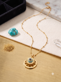 Azure Eye Golden Wheel Necklace