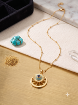 Azure Eye Golden Wheel Necklace
