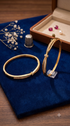 Gold-Tone Interlocking Cuff Bracelet with Sparkle Accents