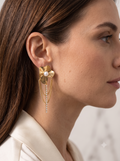 Aurelia Abstract Pearl & Crystal Dangle Earrings