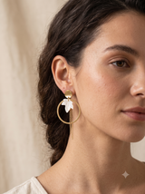 The Ginkgo Leaf Carved Shell Statement Hoop Earrings