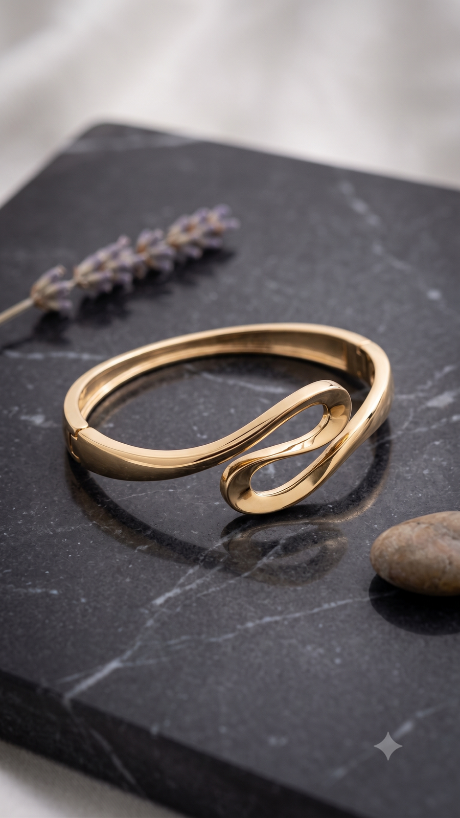 Infinity Wave Hinged Gold Cuff Bracelet