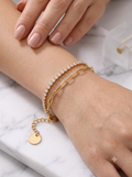 Dual-Layer Crystal Tennis & Paperclip Chain Bracelet
