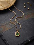 The Heritage Gilded Emerald Orb & Rope Twist Necklace