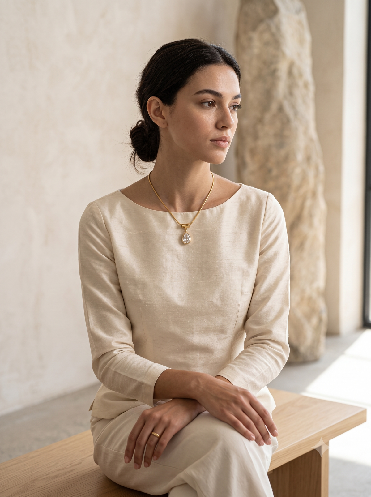 Lumina Teardrop Solitaire Omega Pendant
