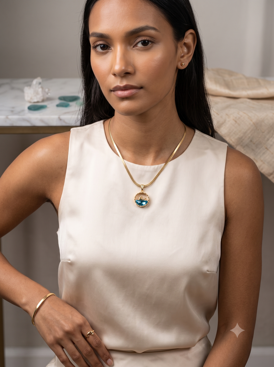 The Serene Sea Dolphin Gold-Plated Chain Pendant