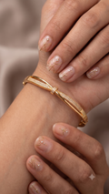 Gold-Tone Interlocking Cuff Bracelet with Sparkle Accents