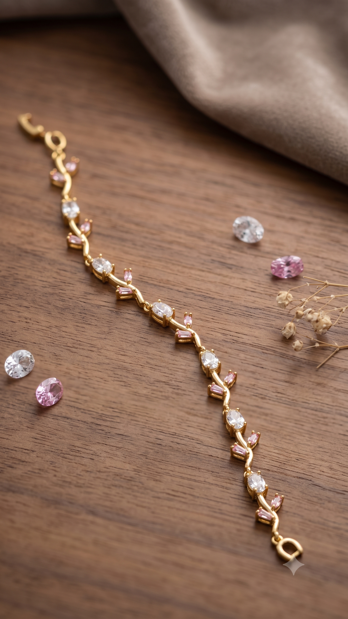 Blossom Twig Diamond & Pink Gem Bracelet