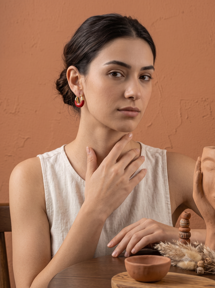 Amara Two-Tone Enamel Hoop Earrings