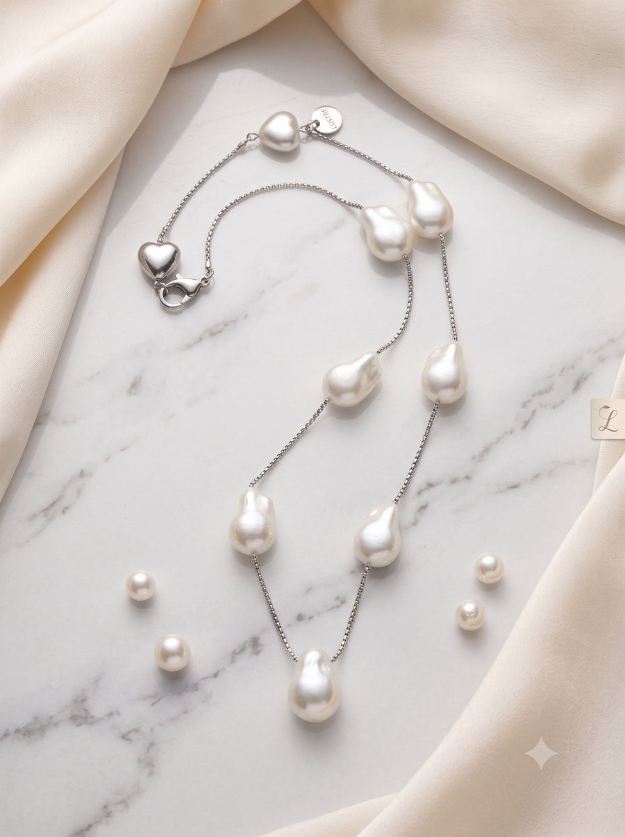 The Ocean Drop Pearl & Silver Chain Necklace