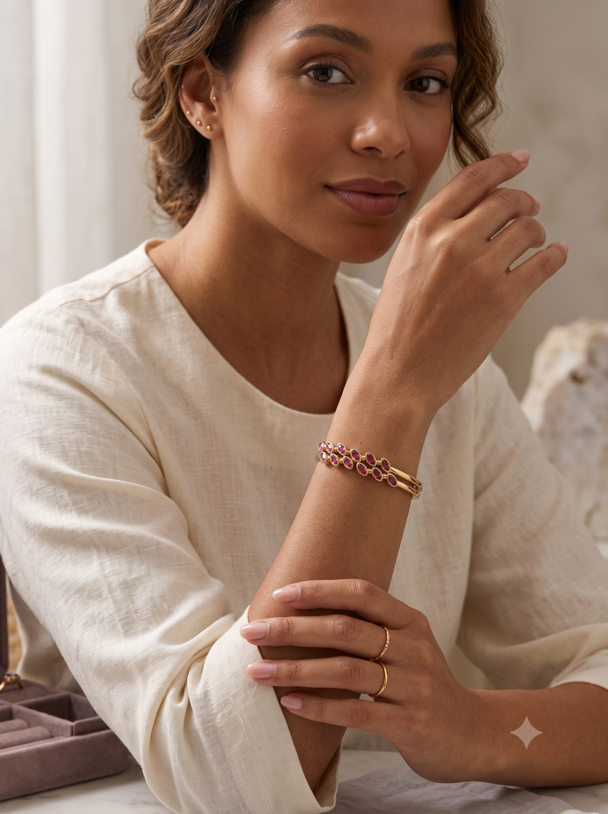 The 'Marquise Garden' Ruby-Tone Linked Cuff