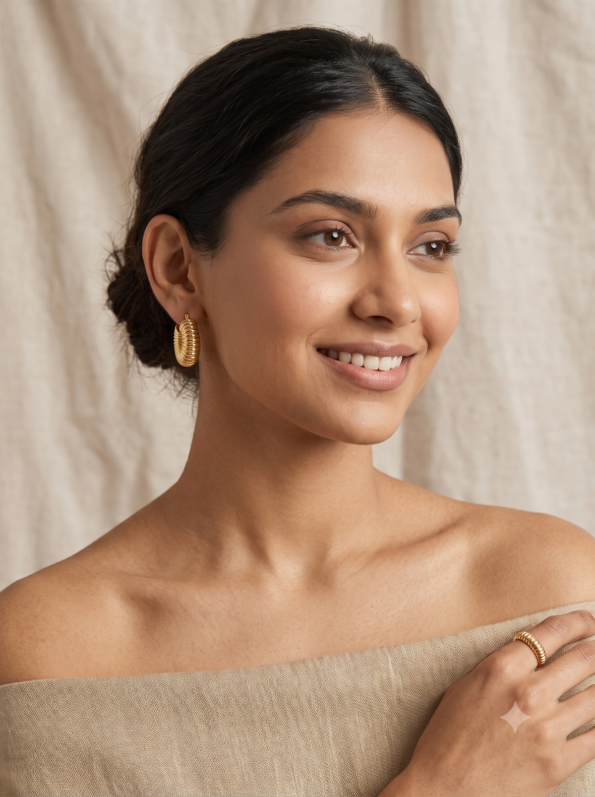 Chunky Vintage Croissant Hoop Earrings