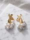 Lustrous Pearl & Gold Floral Cascade Earrings