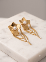 Aurelia Abstract Pearl & Crystal Dangle Earrings