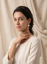 The Ginkgo Leaf Carved Shell Statement Hoop Earrings