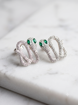 Mystic Viper Rhinestone Stud Earrings