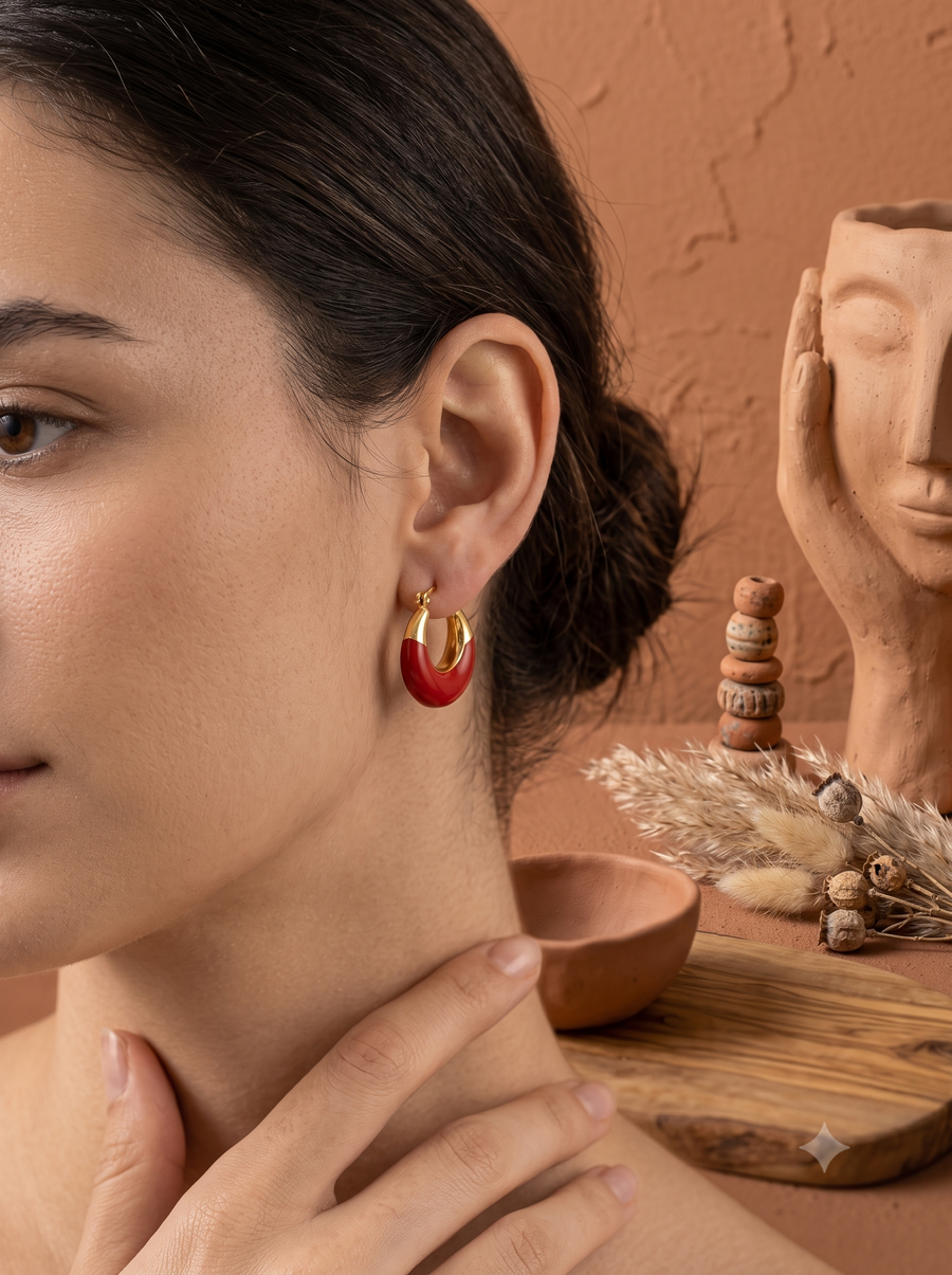 Amara Two-Tone Enamel Hoop Earrings
