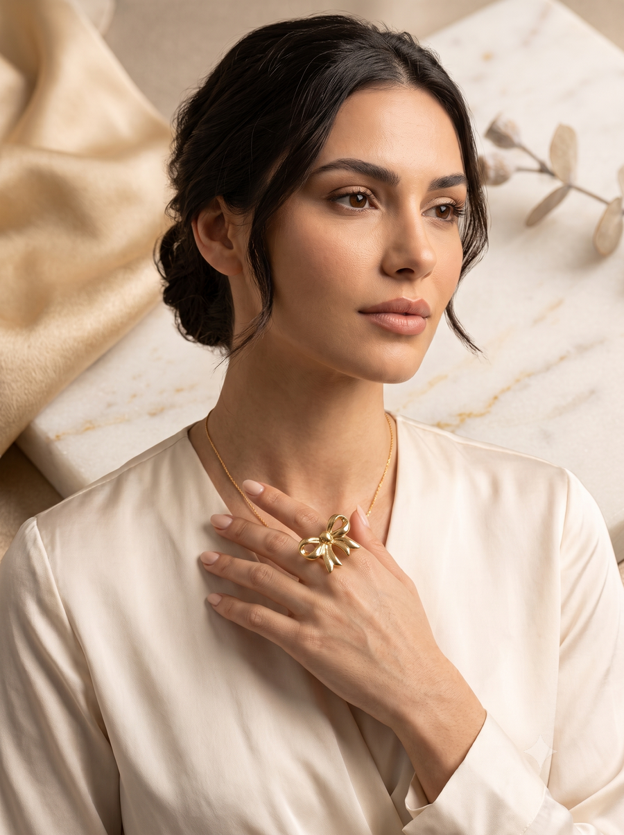 Coquette Golden Bow Ring