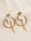 The Ginkgo Leaf Carved Shell Statement Hoop Earrings