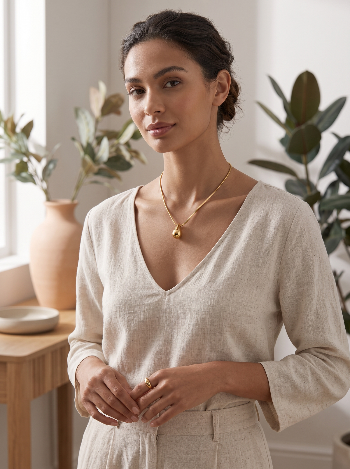 Minimalist Gold Dewdrop Necklace